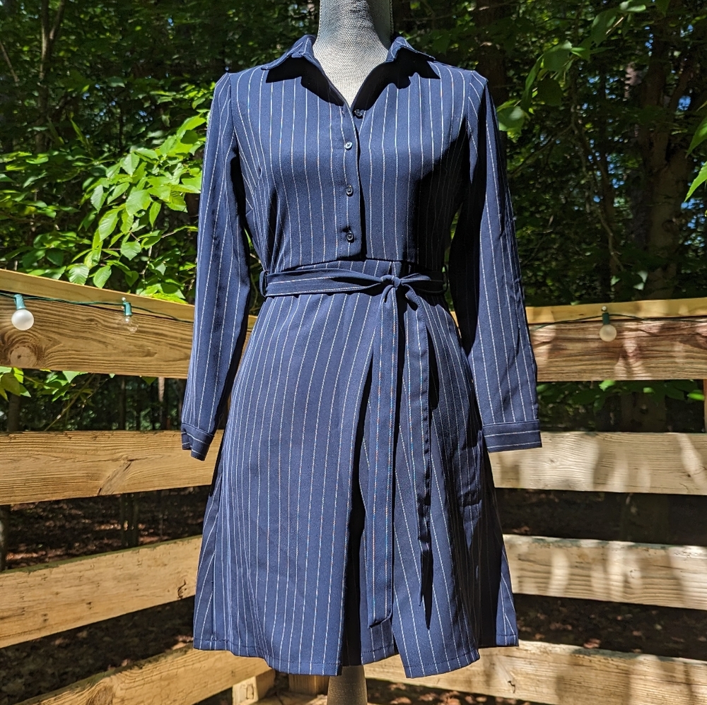 Banana Republic Navy Pinstripe Dress